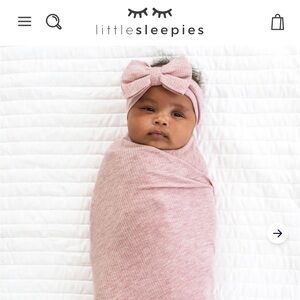 Little Sleepies Heather Mauve Ribbed Swaddle & Luxe Bow Headband Set